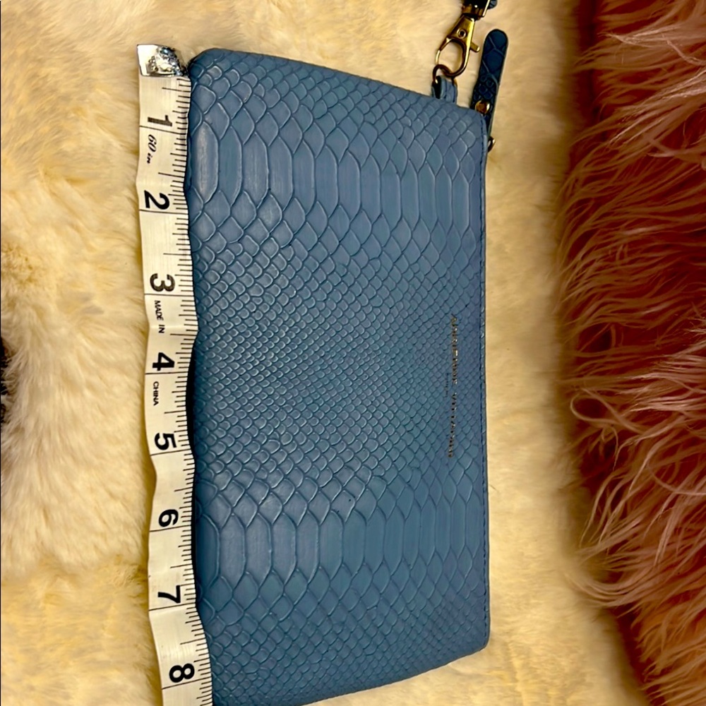 Adrienne Vittadini Blue Python Textured Wristlet